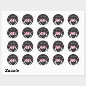 Rond Sticker Baby shower rose noir Damask rose (Feuille)