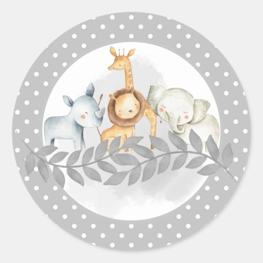 Rond Sticker Baby shower Safari (Devant)