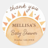 Rond Sticker Baby shower Sunshine Boho (Devant)