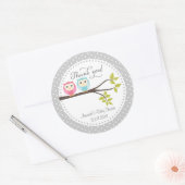 Rond Sticker Baby shower Twin Baby Ows (Enveloppe)