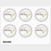 Rond Sticker Baby shower Twin Baby Ows (Feuille)
