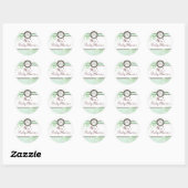 Rond Sticker Baby shower vert et Brown Floral Design (Feuille)