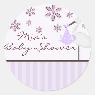 Rond Sticker Baby shower violet