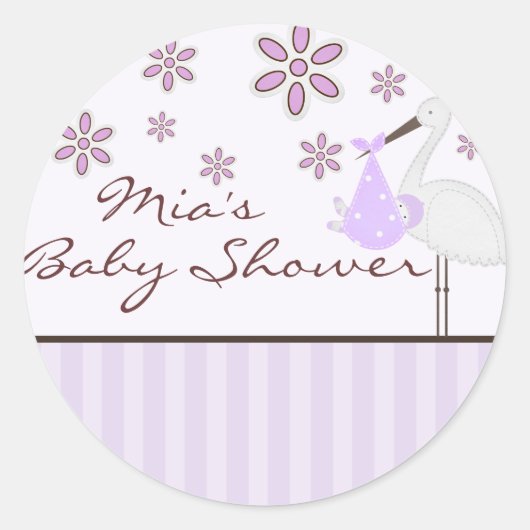 Rond Sticker Baby shower violet (Devant)