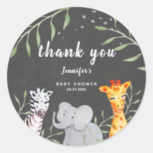 Rond Sticker Baby shower Wild One Safari Animaux