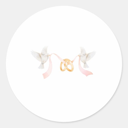 Rond Sticker bague de mariage et oiseaux (Devant)