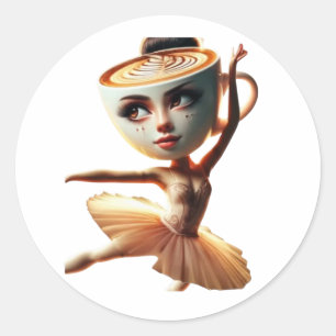 Rond Sticker Ballerina Cappuccina (Brainrot Italien)