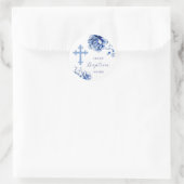 Rond Sticker Baptême Croix Bleue (Sac)