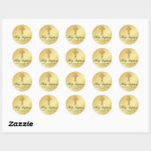 Rond Sticker Baptême d'or avec croix (Feuille)