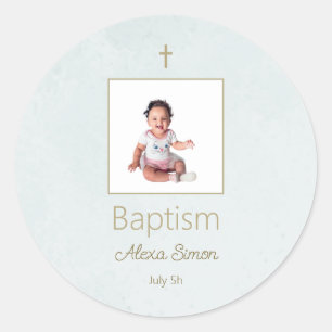 Rond Sticker Baptême élégant pour bébé