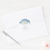 Rond Sticker Baptême Hydrangée Bleue (Enveloppe)