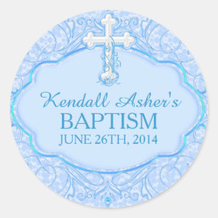 Rond Sticker baptisant Croix Bleue