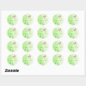 Rond Sticker Bat mitzvah aux papillons floraux roses et (Feuille)
