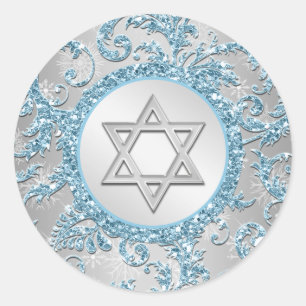 Rond Sticker Bat mitzvah Damask Winter Wonderland 10