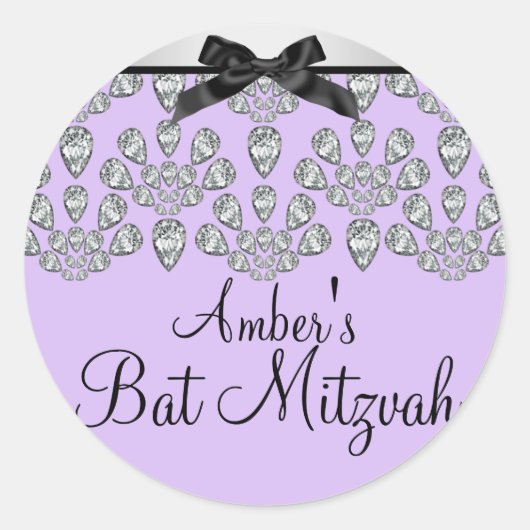 Rond Sticker Bat mitzvah Silver/Purple Forever Diamonds (Devant)