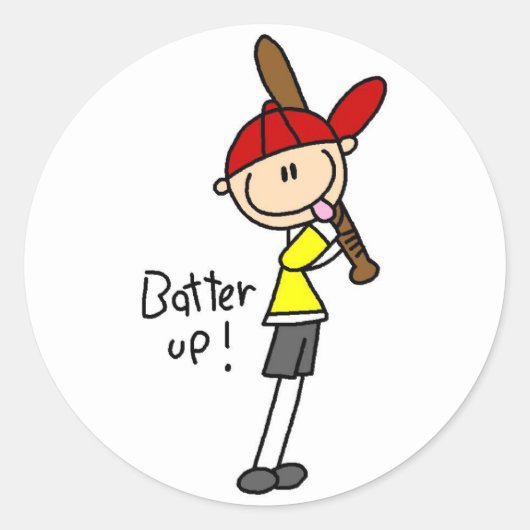 Rond Sticker Batter Up Baseball (Devant)