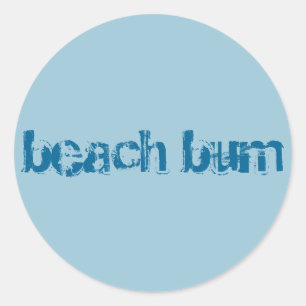 Rond sticker "beach bum", rond, bleu