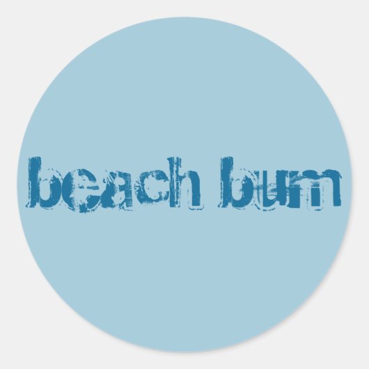 Rond sticker "beach bum", rond, bleu (Devant)