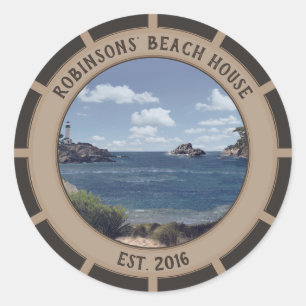 Rond Sticker Beach House (personnalisable)