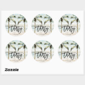 Rond sticker beach tropical palms 30e anniversaire (Feuille)