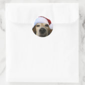 Rond Sticker Beagle père Noël (Sac)
