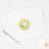 Rond Sticker bébé de bienvenue de cigogne (Enveloppe)