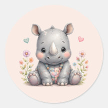 Sticker Bébé Rhino Aquarelle | Baby Rhino Sticker