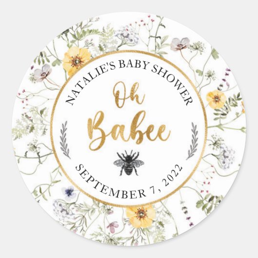 Rond Sticker Bee Baby shower Favoriser (Devant)