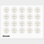 Rond Sticker beige avec Merci logo pour votre commande (Feuille)