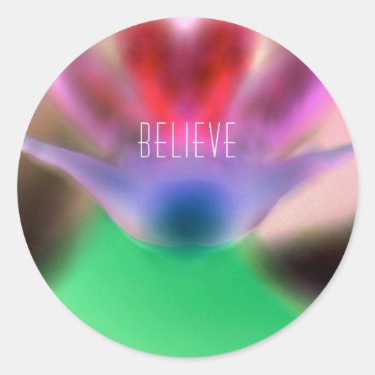 Rond Sticker "Believe" Orchid Design (Devant)