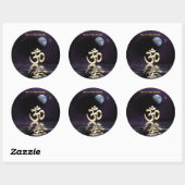 Rond Sticker Bénédiction Aum (Feuille)