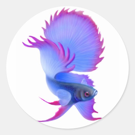 Rond Sticker Big Blue Betta Fish (Devant)