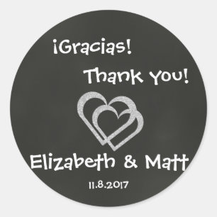 Rond Sticker Bilingue pour Mariage Coeur de tableau de