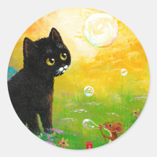 Rond Sticker Black Cat Créationarts