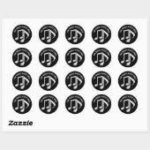 Rond Sticker Black Music Notes (Feuille)