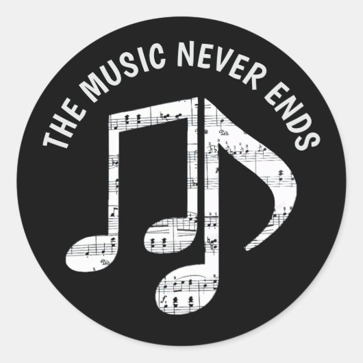Rond Sticker Black Music Notes (Devant)
