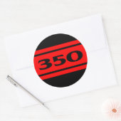 Rond Sticker Black Red Race Stripes 350 (Enveloppe)