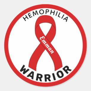 Rond Sticker blanc à ruban Hemophilia Warria