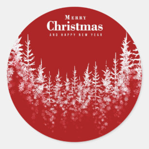 Rond Sticker blanc Arbres de Noël