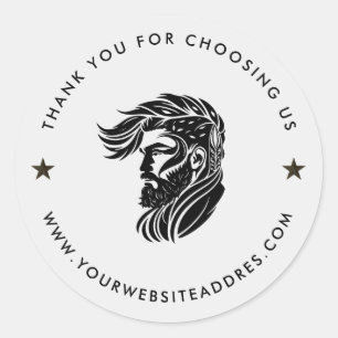 Rond Sticker blanc Blac Personnalisé Typographie Classi