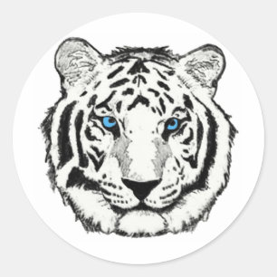 Rond Sticker blanc en tigre