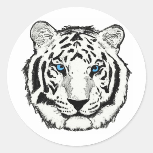 Rond Sticker blanc en tigre (Devant)