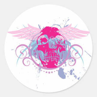 Rond Sticker blanc Rock=Life 'Miss Trendskull'