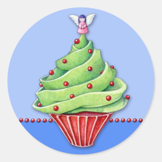 Rond Sticker bleu2 pour le gâteau de Noël (Devant)