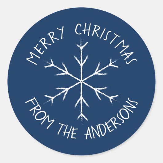 Rond Sticker bleu avec flocon de neige pour les fêtes (Devant)