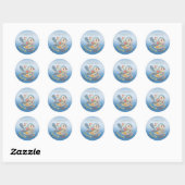 Rond Sticker bleu Little Bird Floral (Feuille)