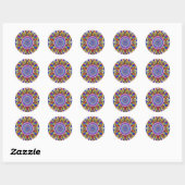 Rond Sticker bleu Mandala Classic Round (Feuille)