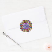 Rond Sticker bleu Mandala Classic Round (Enveloppe)