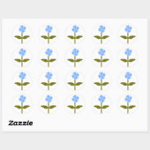 Rond Sticker bleu pâle Fleur de marguerite (Feuille)