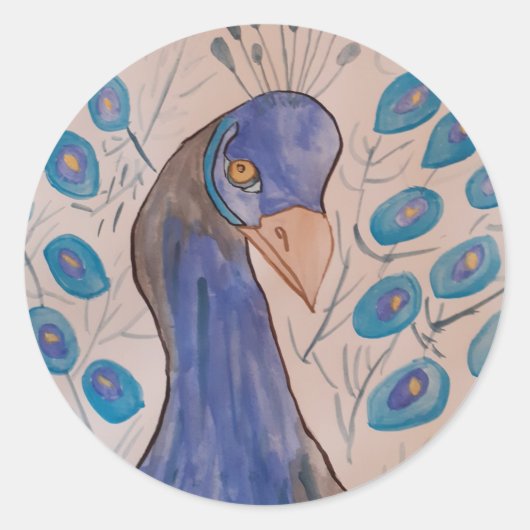 Rond Sticker bleu Peacock (Devant)